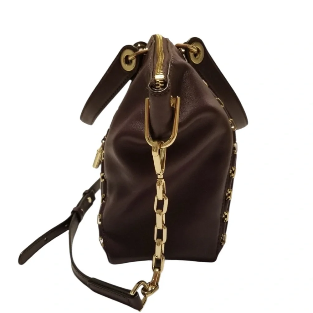 Michael Kors Sadie Leather Satchel & Mott Wallet Damson | Gold Hardware NWT - Picture 11 of 13